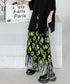Neon Flower Pleated Skirt